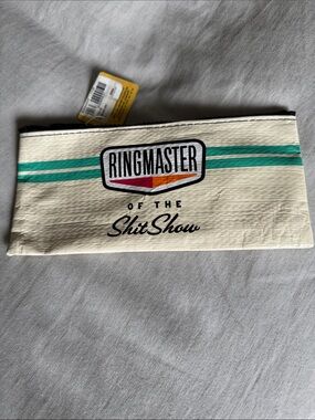 Ringmaster of the ShitShow Cream and Teal Travel Pouch